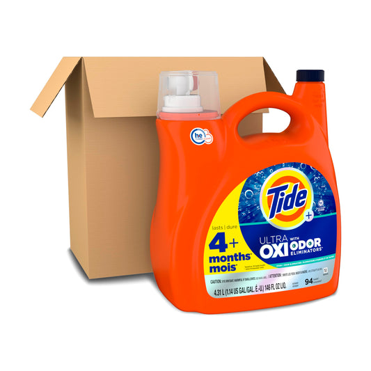 Tide Ultra OXI with Odor Eliminators Liquid Laundry Detergent 146 oz For Visible and Invisible Dirt